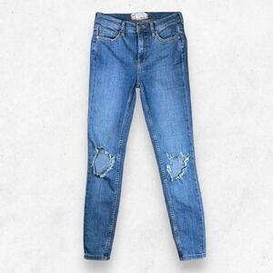 Free People High Rise Stretch Skinny Open Knee Size 25 Light Wash 61855-16515125